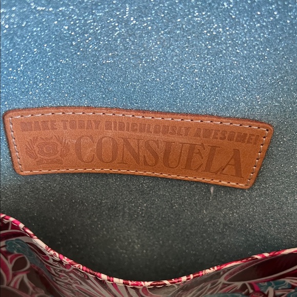 Consuela Teal and Cream Floral Tote - Picture 2 of 9